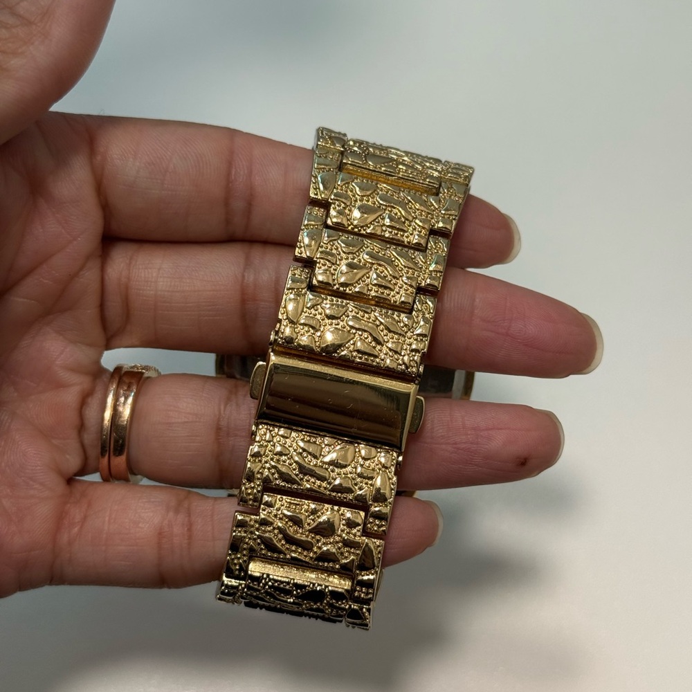 Gold Textured Watch with Crystal Accents - Picture 7 of 9